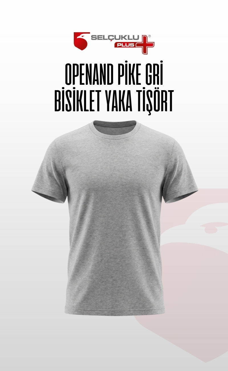 Openand Pike Kumaş Gri ve Lacivert Bisiklet Yaka T-Shirt