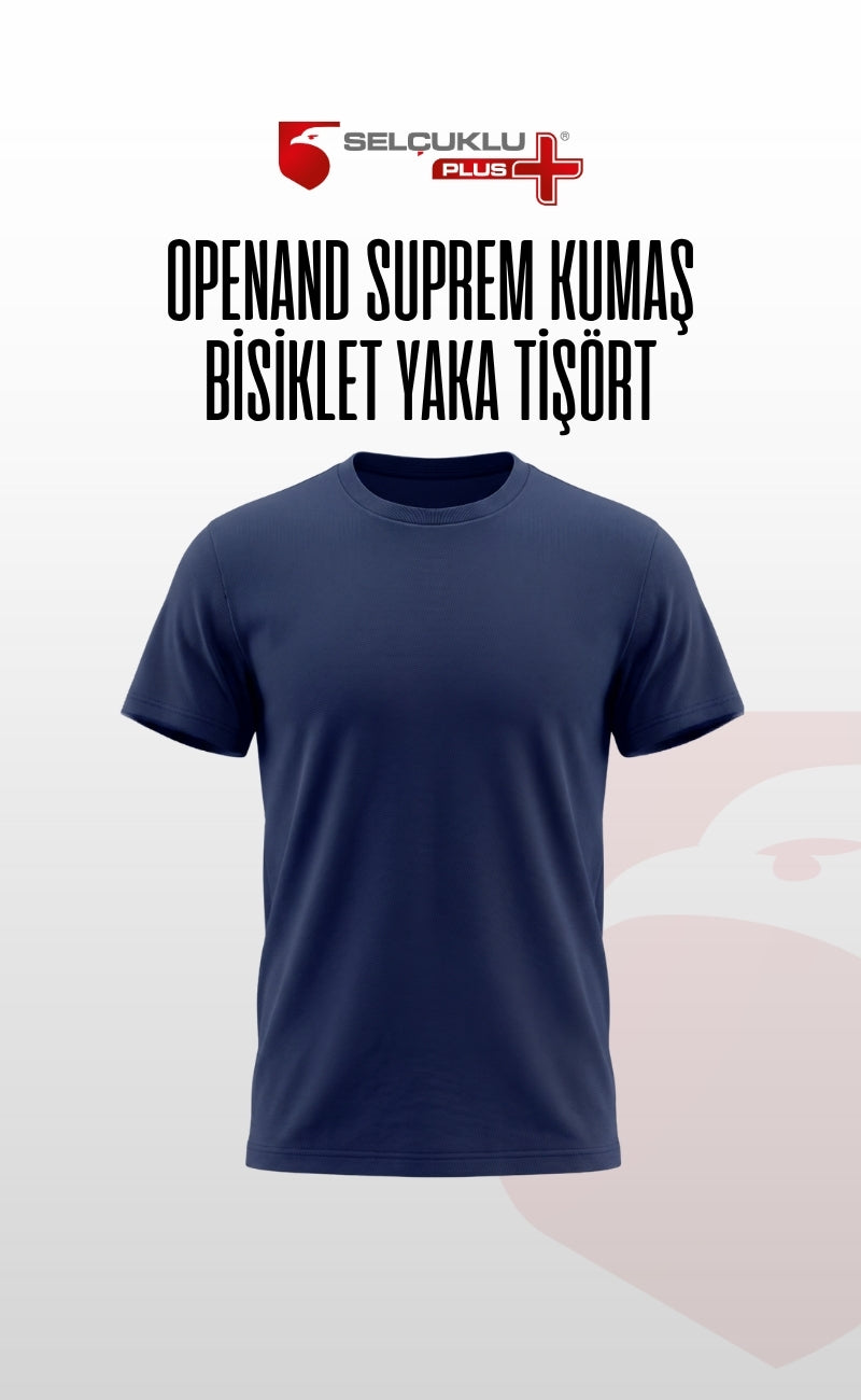 Openand Suprem Kumaş Gri ve Lacivert Bisiklet Yaka T-Shirt