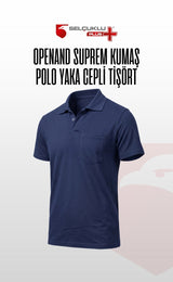 Openand Suprem Kumaş Gri ve Lacivert Polo Yaka Cepli T-Shirt