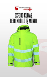 Oxford Kumaş Reflektörlü İş Montu, Su Geçirmez, Kapüşonlu, Termal Astar