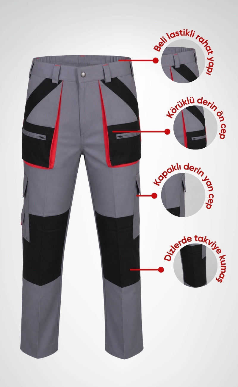 Pantolon 16/12 Avangard Gri – Çok Cepli Dayanıklı İş Pantolonu