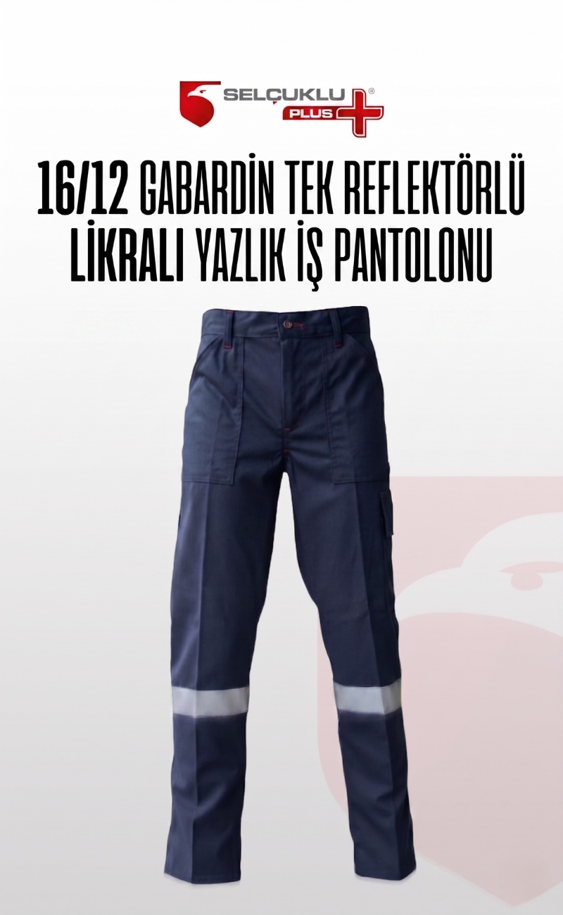 16/12 Gabardin Likralı Yazlık Tek Reflektörlü İşçi Pantolonu