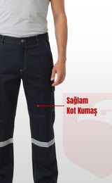 5 Cepli Reflektörlü  Likrasız Uzun Ömürlü ve Sağlam Kumaş Koyu Lacivert Kot Pantolon