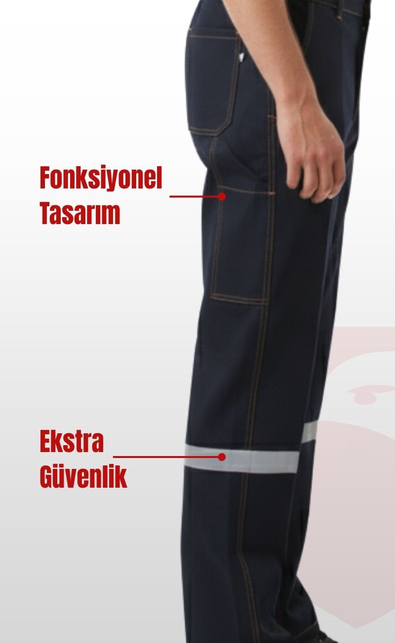 5 Cepli Reflektörlü  Likrasız Uzun Ömürlü ve Sağlam Kumaş Koyu Lacivert Kot Pantolon