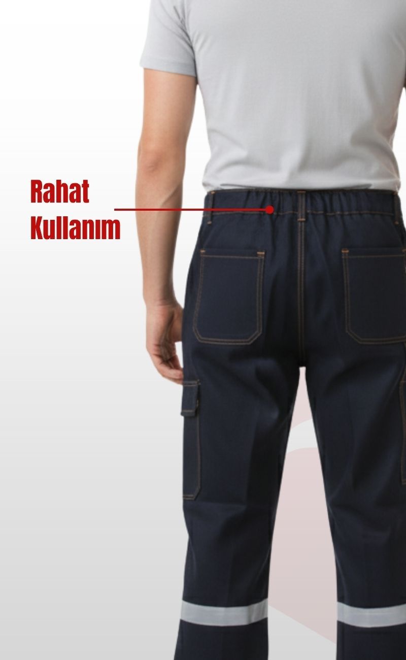 5 Cepli Reflektörlü  Likrasız Uzun Ömürlü ve Sağlam Kumaş Koyu Lacivert Kot Pantolon