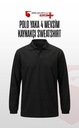 Polo Yaka Kaynakçı Sweatshirt Siyah – Ön Yüz Kot Kumaş Arka Penye İş Elbisesi