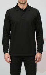 Polo Yaka Kaynakçı Sweatshirt Siyah – Ön Yüz Kot Kumaş Arka Penye İş Elbisesi