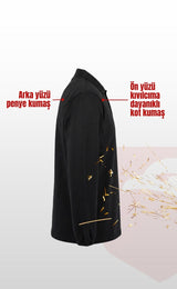 Polo Yaka Kaynakçı Sweatshirt Siyah – Ön Yüz Kot Kumaş Arka Penye İş Elbisesi