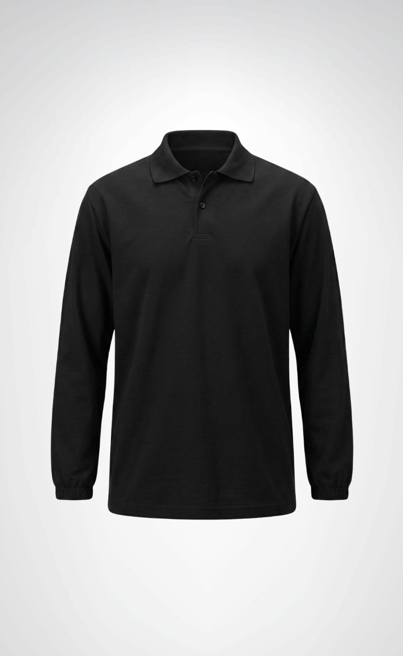 Polo Yaka Kaynakçı Sweatshirt Siyah – Ön Yüz Kot Kumaş Arka Penye İş Elbisesi