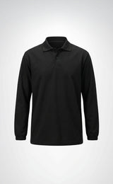 Polo Yaka Kaynakçı Sweatshirt Siyah – Ön Yüz Kot Kumaş Arka Penye İş Elbisesi