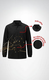 Polo Yaka Kaynakçı Sweatshirt Siyah – Ön Yüz Kot Kumaş Arka Penye İş Elbisesi