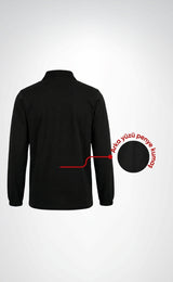 Polo Yaka Kaynakçı Sweatshirt Siyah – Ön Yüz Kot Kumaş Arka Penye İş Elbisesi