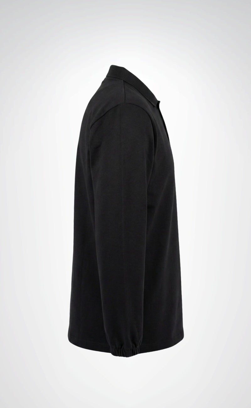 Polo Yaka Kaynakçı Sweatshirt Siyah – Ön Yüz Kot Kumaş Arka Penye İş Elbisesi