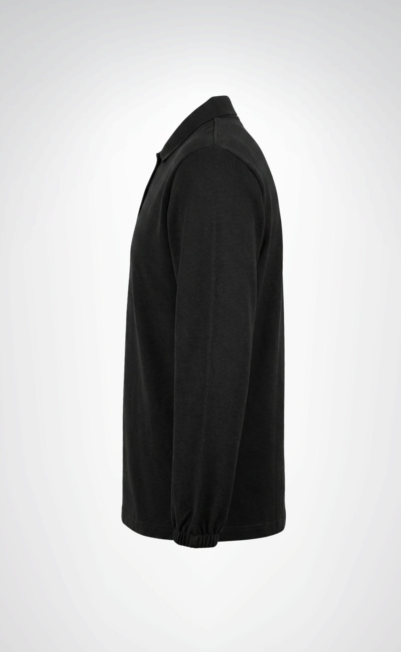 Polo Yaka Kaynakçı Sweatshirt Siyah – Ön Yüz Kot Kumaş Arka Penye İş Elbisesi