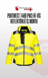 Portwest T400 PW3 Hi-Vis Kışlık Reflektörlü Su Geçirmez Kapüşonlu Sarı İş Montu