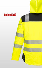 Portwest T400 PW3 Hi-Vis Kışlık Reflektörlü Su Geçirmez Kapüşonlu Sarı İş Montu