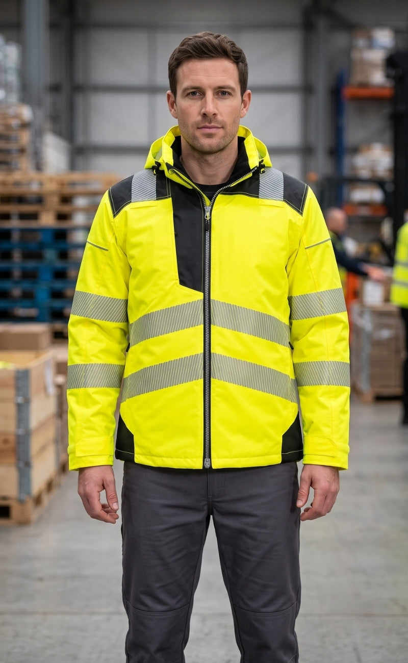 Portwest T400 PW3 Hi-Vis Kışlık Reflektörlü Su Geçirmez Kapüşonlu Sarı İş Montu