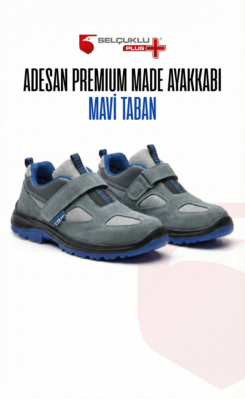 Premium Made S1 Mavi Taban Çelik Burun İş Ayakkabısı Kaymaz Antistatik Nefes Alabilir Hafif Model