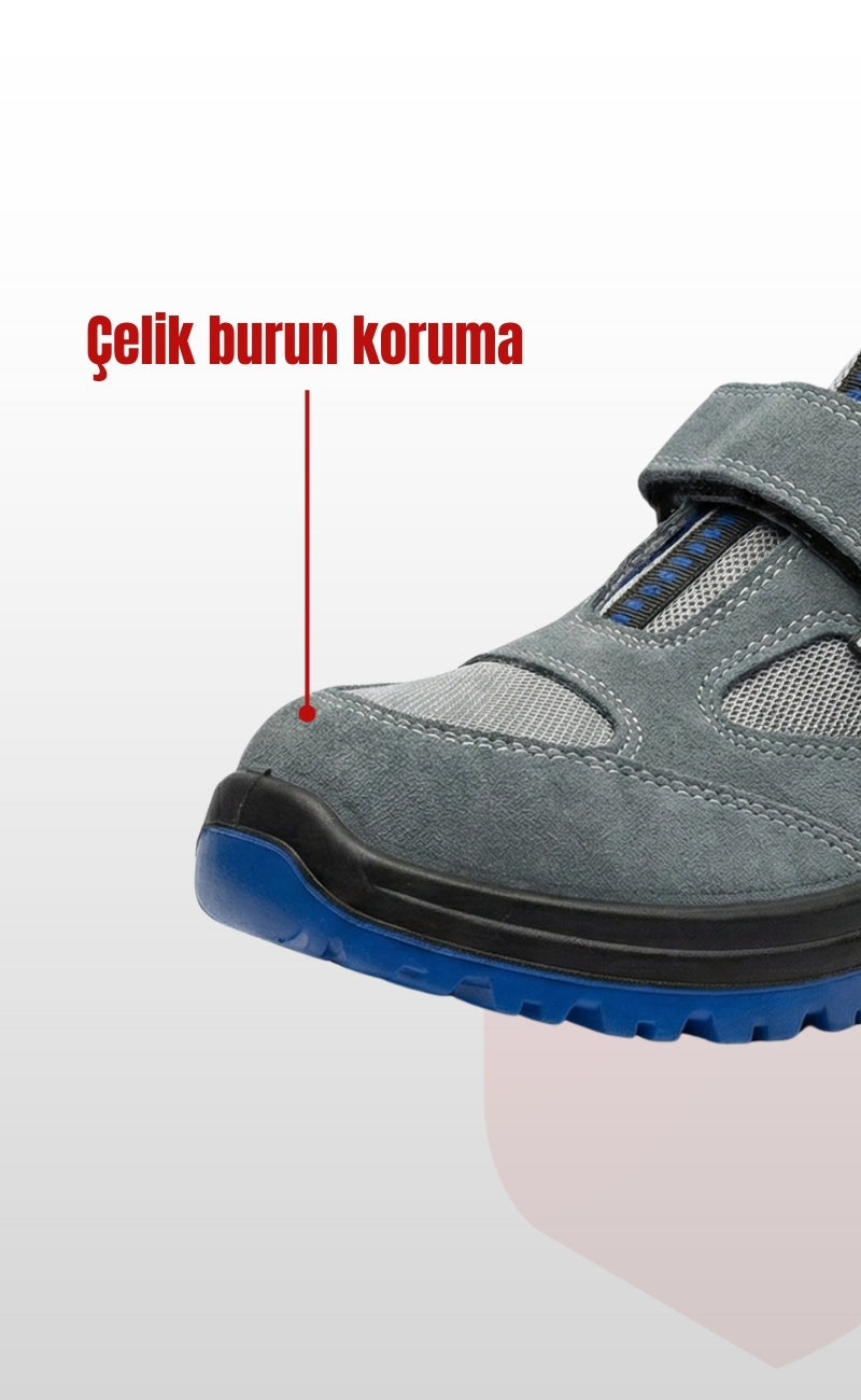 Premium Made S1 Mavi Taban Çelik Burun İş Ayakkabısı Kaymaz Antistatik Nefes Alabilir Hafif Model