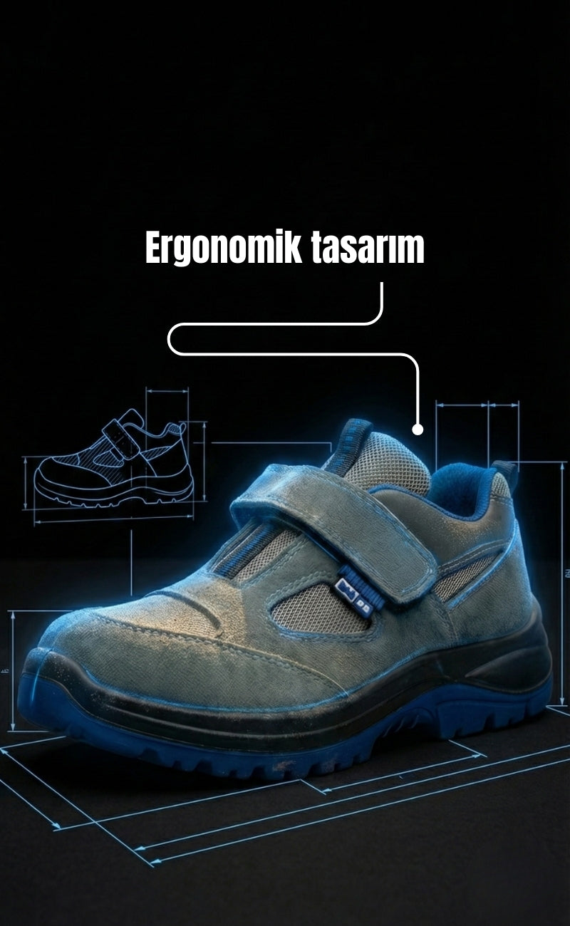 Premium Made S1 Mavi Taban Çelik Burun İş Ayakkabısı Kaymaz Antistatik Nefes Alabilir Hafif Model