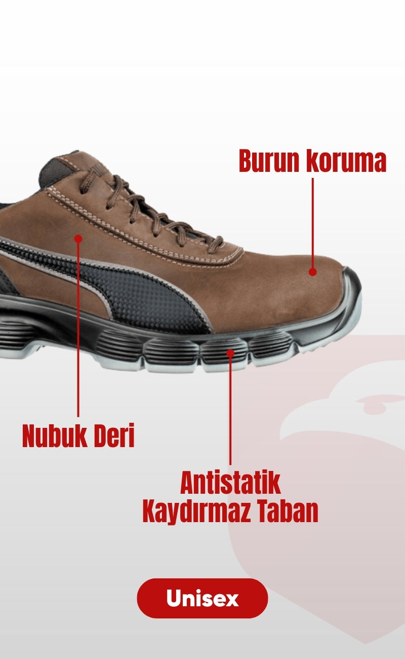 Puma Safety Condor Low S3 SRC ESD Çelik Burunlu Nubuk Deri İş Güvenliği Ayakkabısı Kahve Unisex Pro+