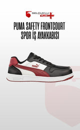 Puma Safety Frontcourt Low S3L ESD Fiberglass Burunlu Spor İş Güvenliği Ayakkabısı Siyah Kırmızı Pro