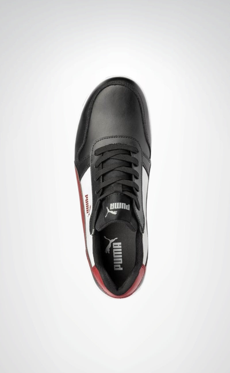 Puma Safety Frontcourt Low S3L ESD Fiberglass Burunlu Spor İş Güvenliği Ayakkabısı Siyah Kırmızı Pro