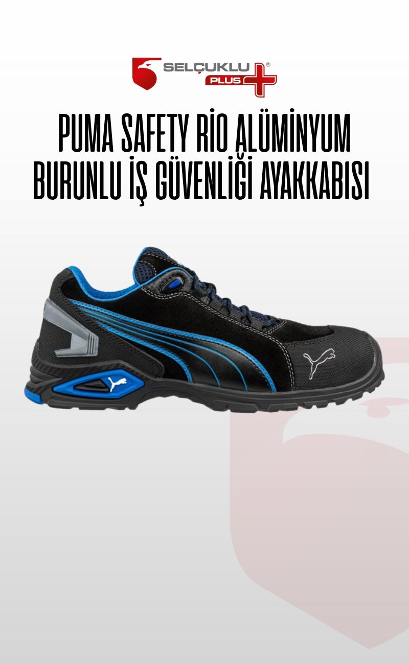 Puma Safety Rio Low S3 SRC Alüminyum Burunlu İş Güvenliği Ayakkabısı Siyah Mavi
