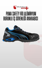 Puma Safety Rio Low S3 SRC Alüminyum Burunlu İş Güvenliği Ayakkabısı Siyah Mavi