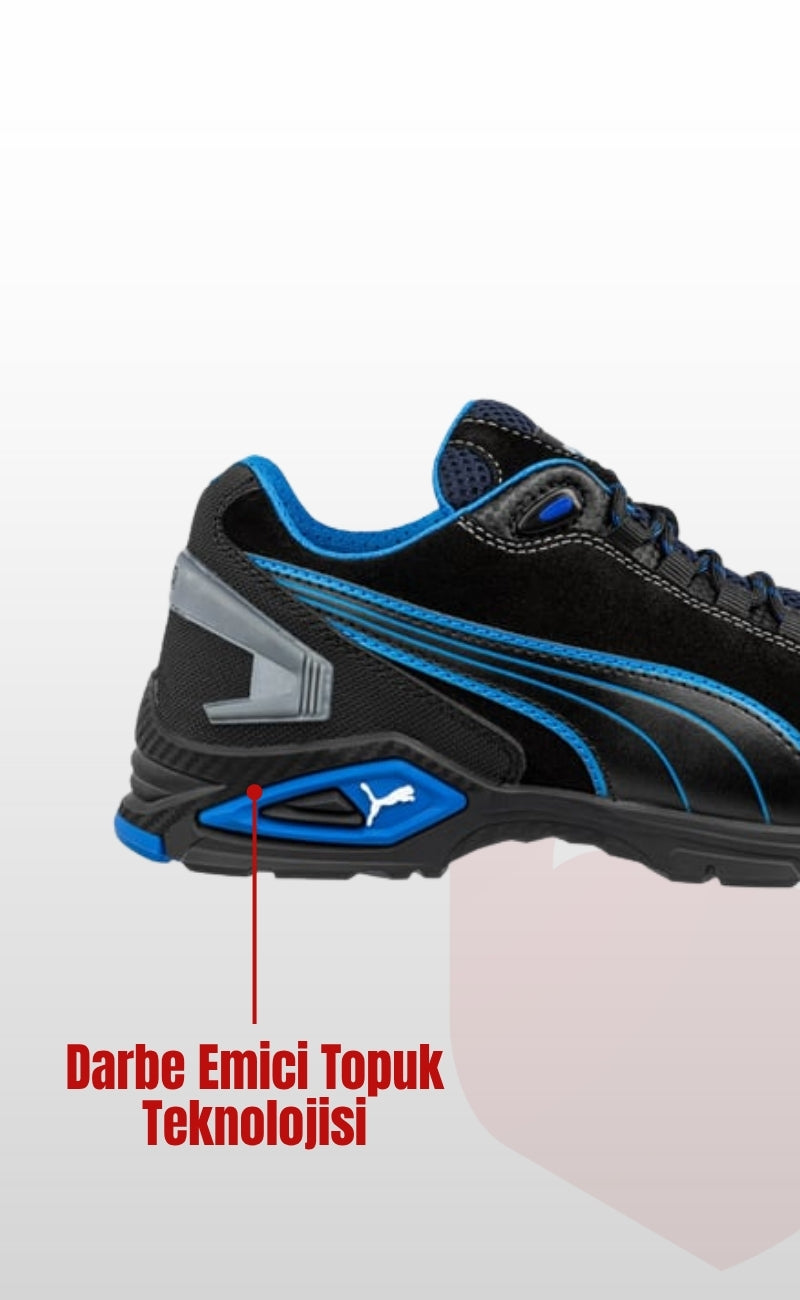 Puma Safety Rio Low S3 SRC Alüminyum Burunlu İş Güvenliği Ayakkabısı Siyah Mavi