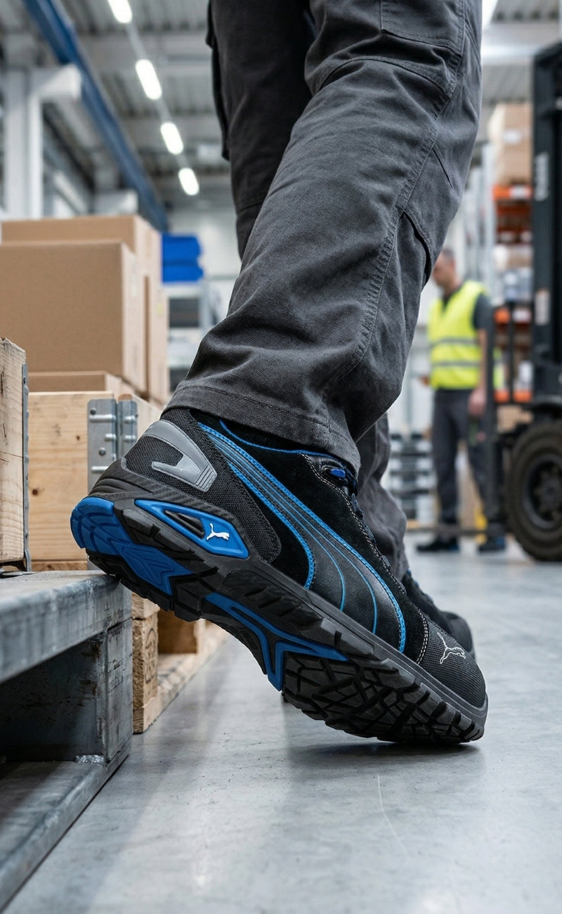 Puma Safety Rio Low S3 SRC Alüminyum Burunlu İş Güvenliği Ayakkabısı Siyah Mavi