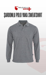 Şardonlu Pike 2 İplik Polo Yaka Gri, Lacivert ve Siyah Uzun Kollu Rahat İş Sweatshirt