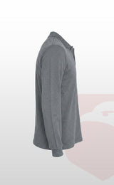 Şardonlu Pike 2 İplik Polo Yaka Gri, Lacivert ve Siyah Uzun Kollu Rahat İş Sweatshirt
