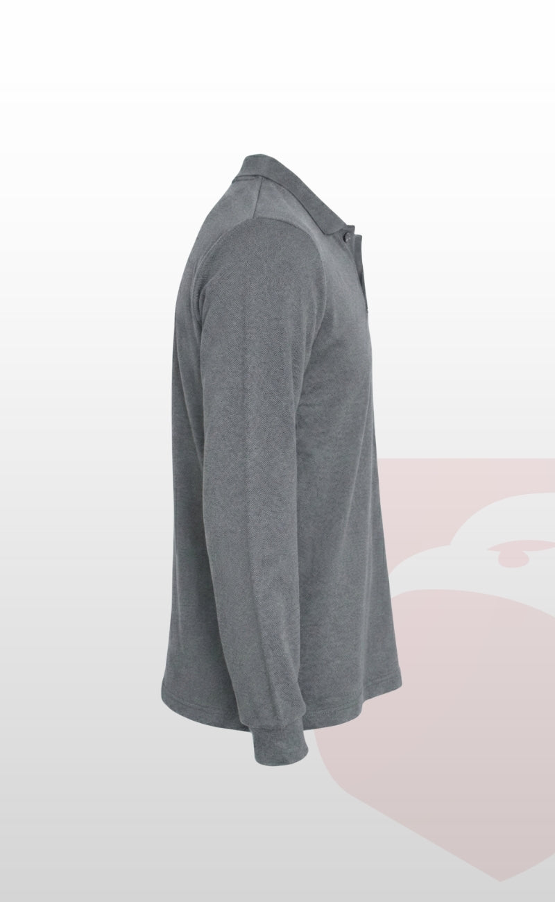 Şardonlu Pike 2 İplik Polo Yaka Gri, Lacivert ve Siyah Uzun Kollu Rahat İş Sweatshirt