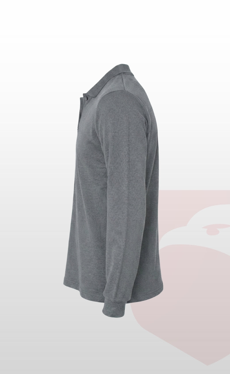 Şardonlu Pike 2 İplik Polo Yaka Gri, Lacivert ve Siyah Uzun Kollu Rahat İş Sweatshirt