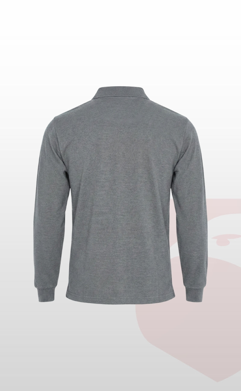 Şardonlu Pike 2 İplik Polo Yaka Gri, Lacivert ve Siyah Uzun Kollu Rahat İş Sweatshirt