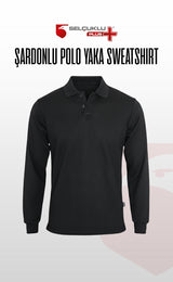 Şardonlu Pike 2 İplik Polo Yaka Gri, Lacivert ve Siyah Uzun Kollu Rahat İş Sweatshirt