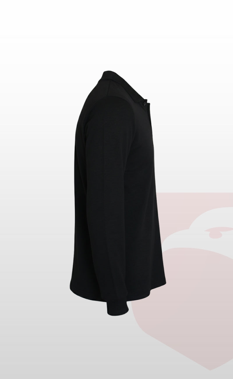 Şardonlu Pike 2 İplik Polo Yaka Gri, Lacivert ve Siyah Uzun Kollu Rahat İş Sweatshirt