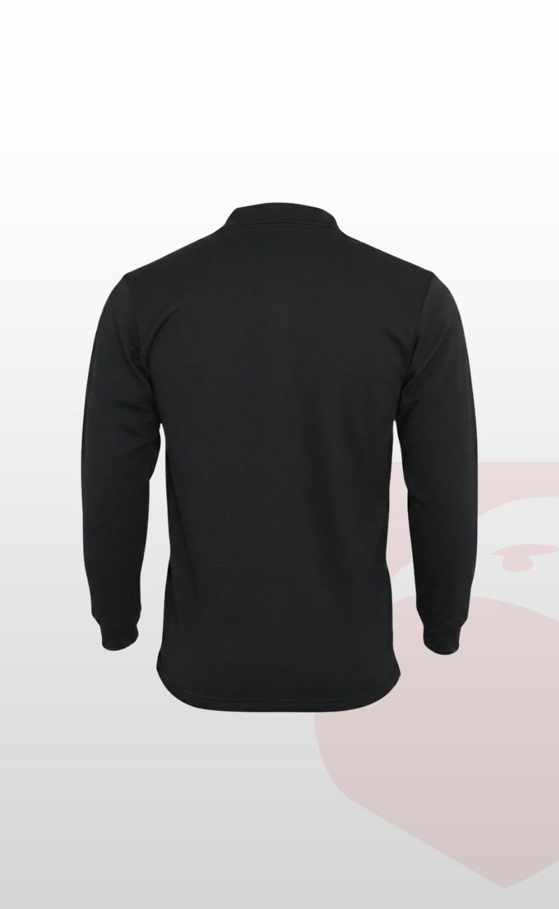 Şardonlu Pike 2 İplik Polo Yaka Gri, Lacivert ve Siyah Uzun Kollu Rahat İş Sweatshirt