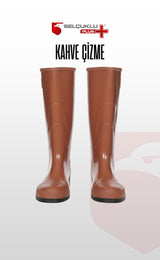 Kahverengi PVC İş Çizmesi | Balıkçı Çizmesi | Av Çizmesi | Su Geçirmez, Kaymaz Taban, Hafif, Dayanıklı PVC Burunsuz Çizme