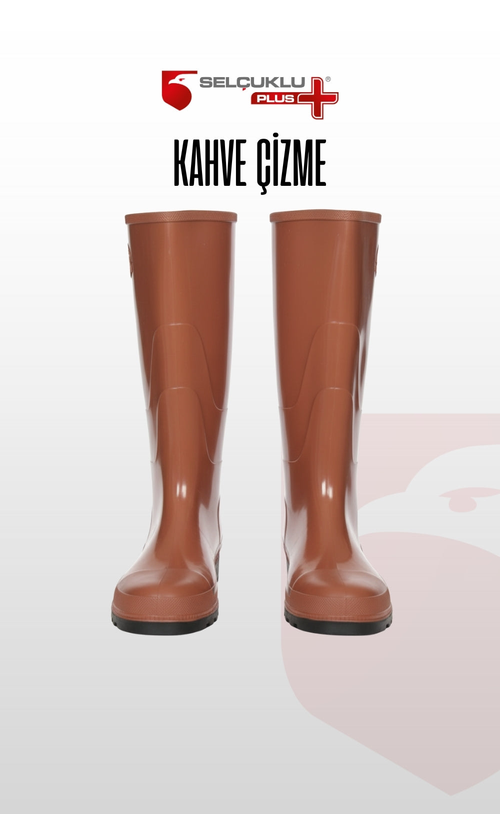 Kahverengi PVC İş Çizmesi | Balıkçı Çizmesi | Av Çizmesi | Su Geçirmez, Kaymaz Taban, Hafif, Dayanıklı PVC Burunsuz Çizme