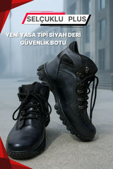 Siyah Deri Güvenlik Botu – Yeni Yasa Tipi | Özel ve Kamu Kurumlarına Uyumlu