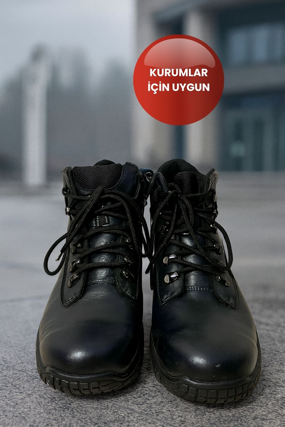 Siyah Deri Güvenlik Botu – Yeni Yasa Tipi | Özel ve Kamu Kurumlarına Uyumlu