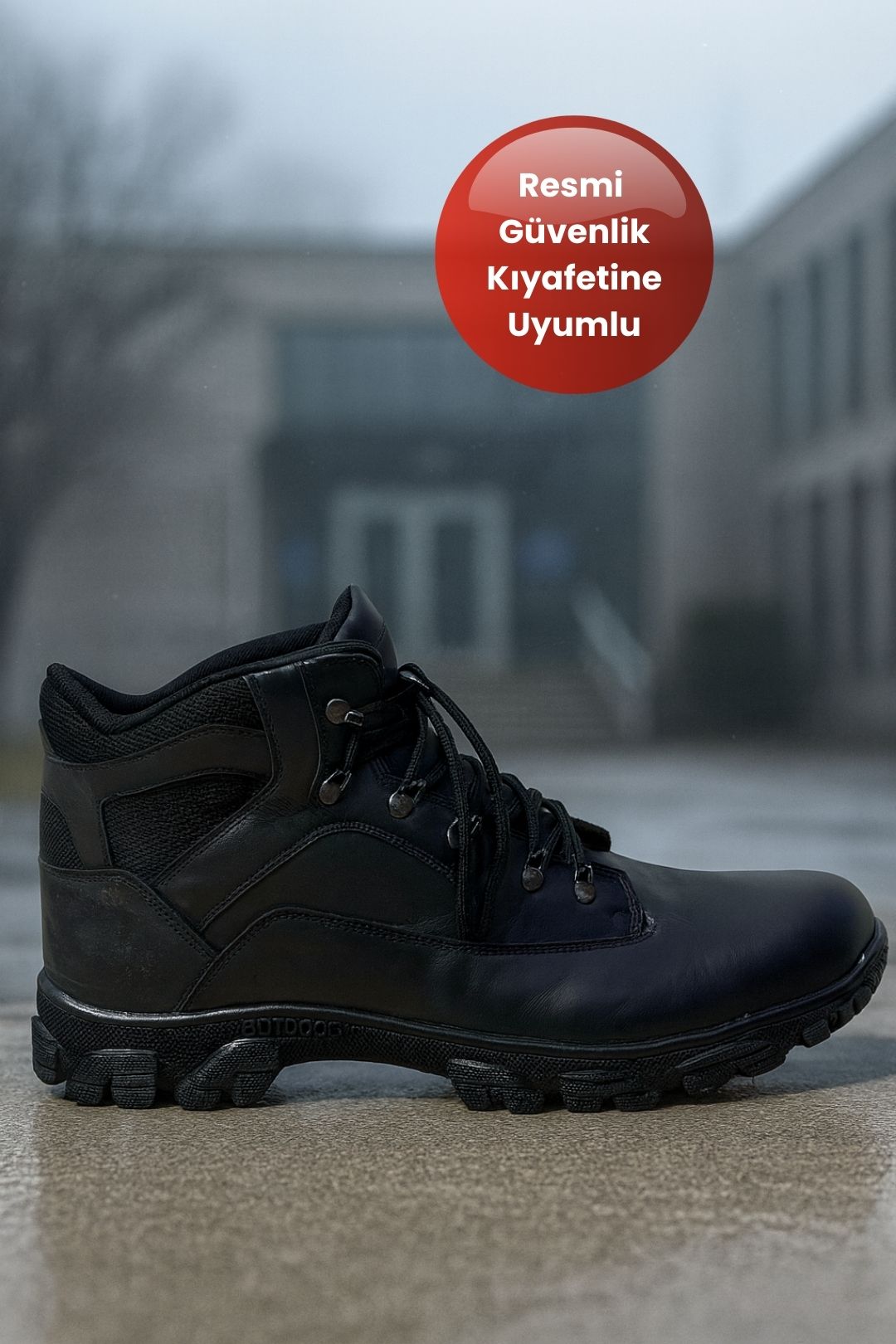 Siyah Deri Güvenlik Botu – Yeni Yasa Tipi | Özel ve Kamu Kurumlarına Uyumlu