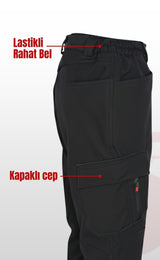 Softshell Siyah İş Pantolonu | Su Geçirmez, Rüzgar Dayanıklı, Çok Cepli, Esnek Kumaş