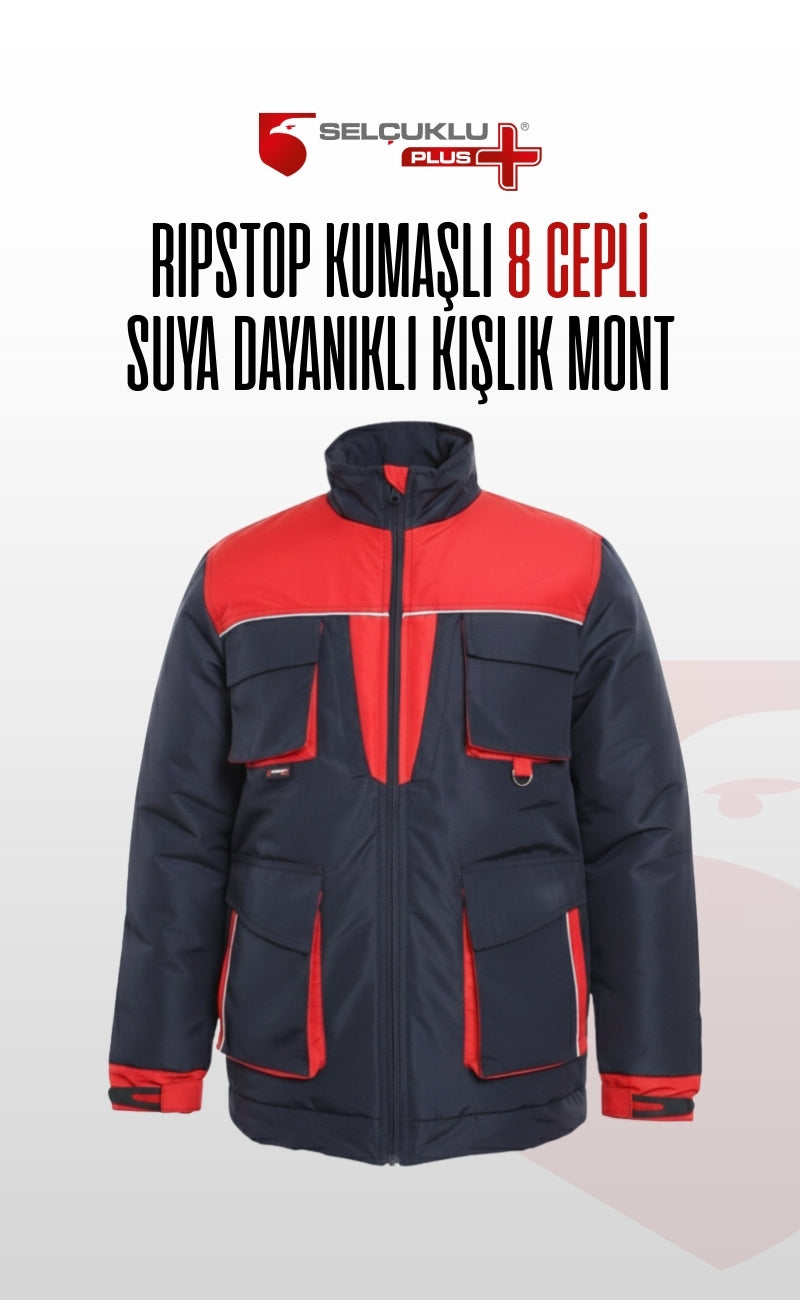 Suya Dayanıklı Reflektörlü İş Montu - Ripstop Kumaşlı, Çok Cepli, Soğuk Geçirmez