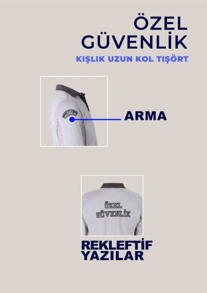 Yeni Kamu Personel Özel Güvenlik Tişört Uzun Kollu Kışlık Tshirt Yönetmeliğe Uygun