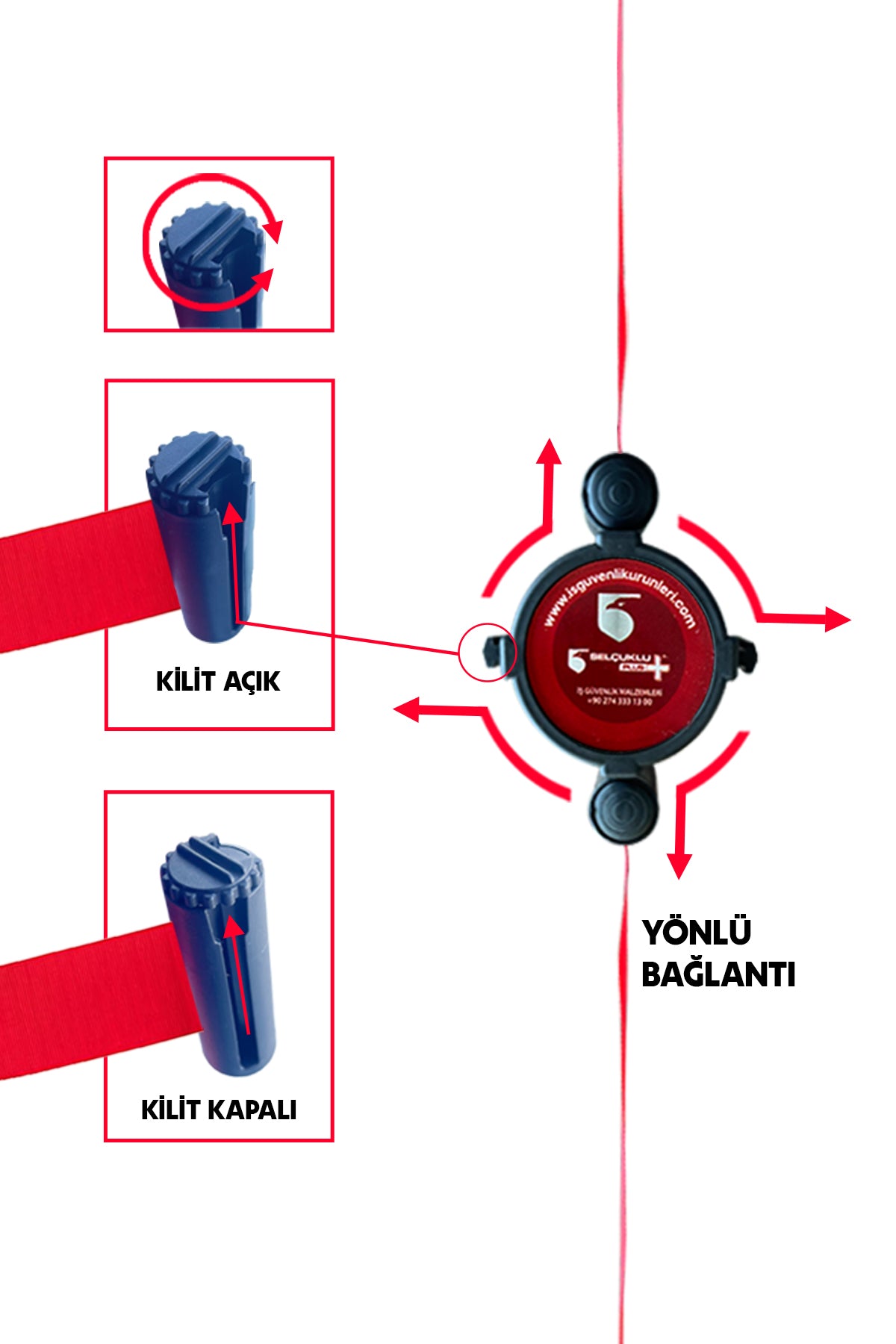 Yönlendirme Bariyeri 1 Adet , Krom Şerit Bariyer 1 Adet Şeritli Bant Bariyer