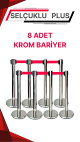 Yönlendirme Bariyeri 8 Adet , Krom Şerit Bariyer 8 Adet Şeritli Bant Bariyer